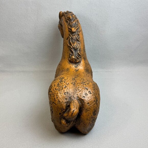 Vintage Rustic Brown Bitossi-Style Sitting Horse Statue Heavy Decor Piece 18" L - Picture 7 of 14